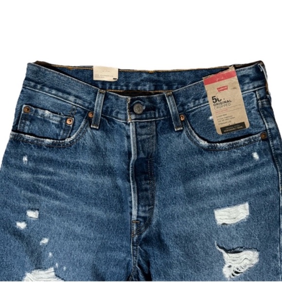 Levi's® 501 High Rise Distressed Cropped Straight Skinny Jeans - Picture 9 of 11